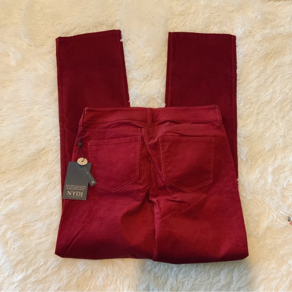 NYDJ Red Velvet Marilyn Straight Leg Velveteen Boysenberry Reactive Lift Tuck 2 - Picture 5 of 15